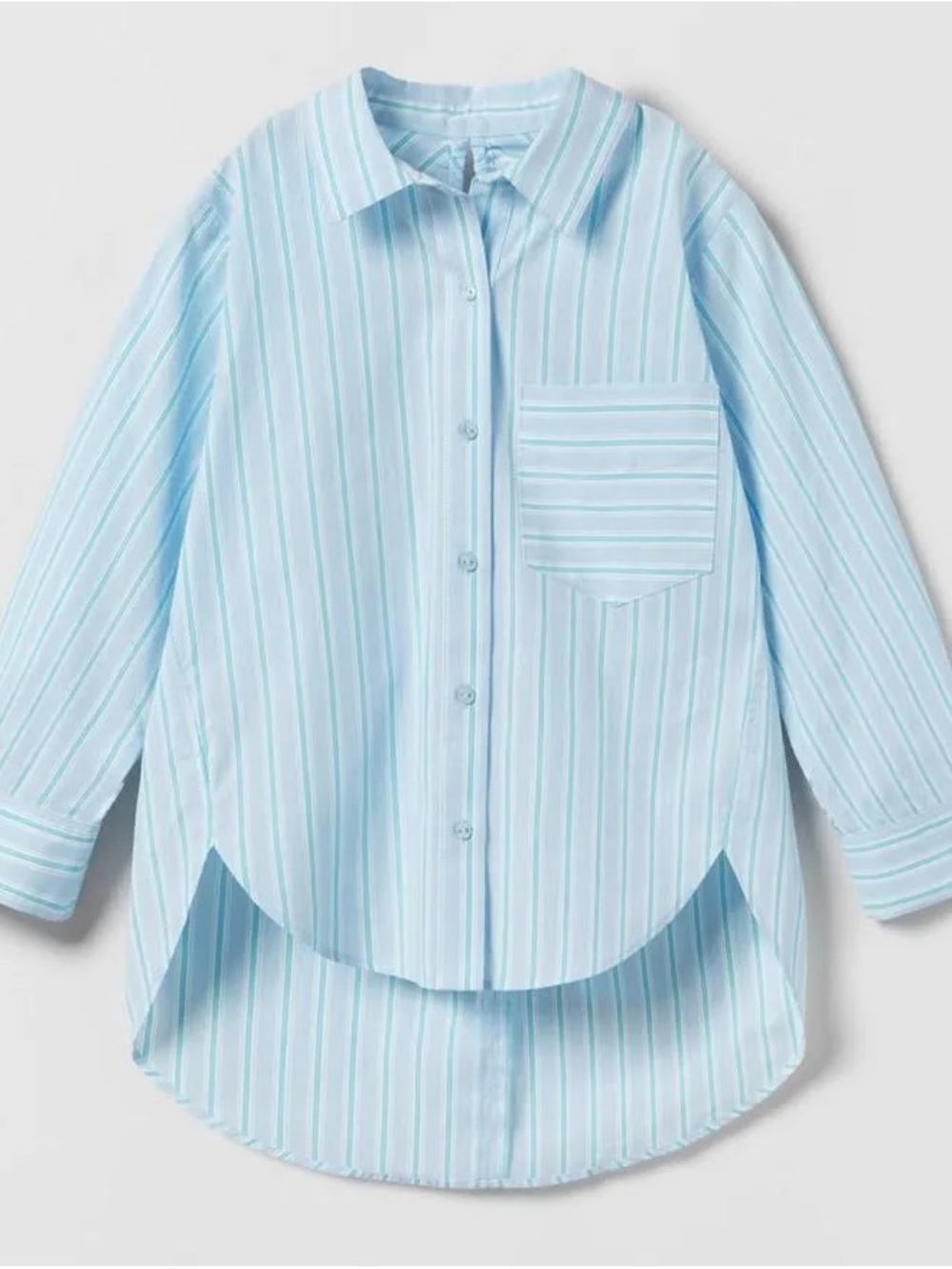ZARA Light Blue Striped Button-Up Shirt for Kids 9 NWT